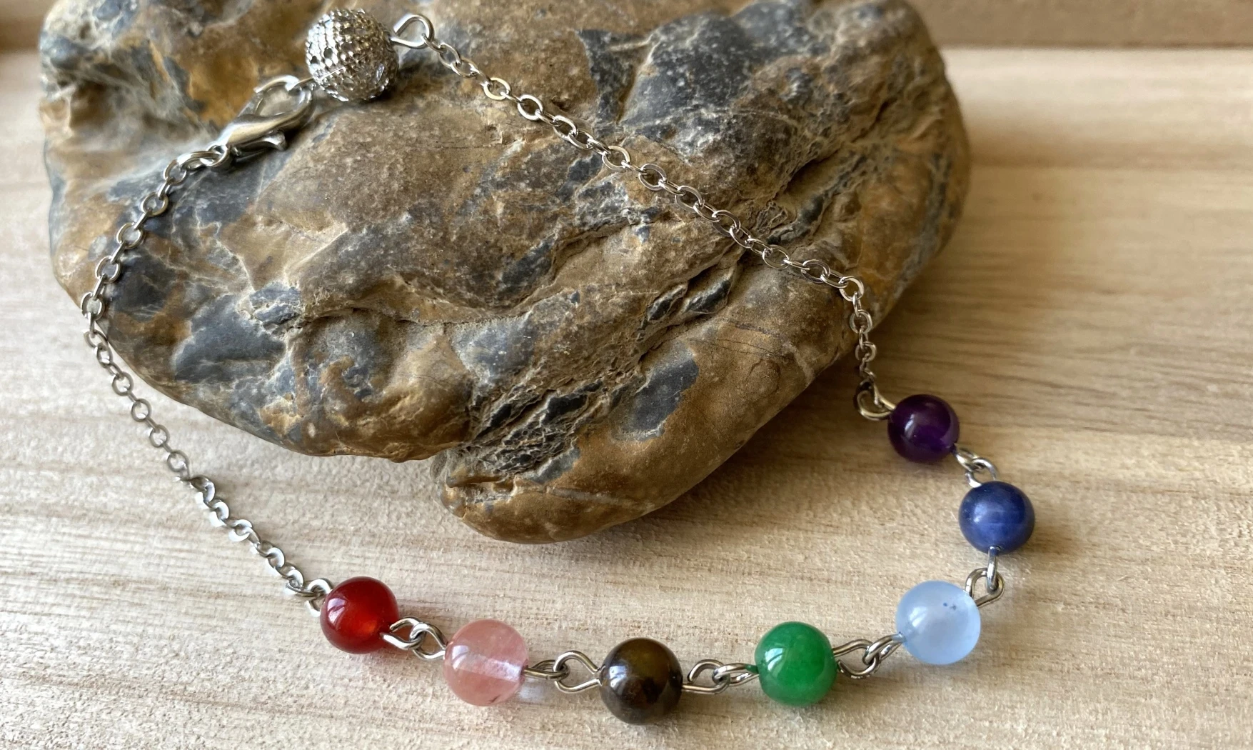 Chainette Pendule 7 Chakras pierres
