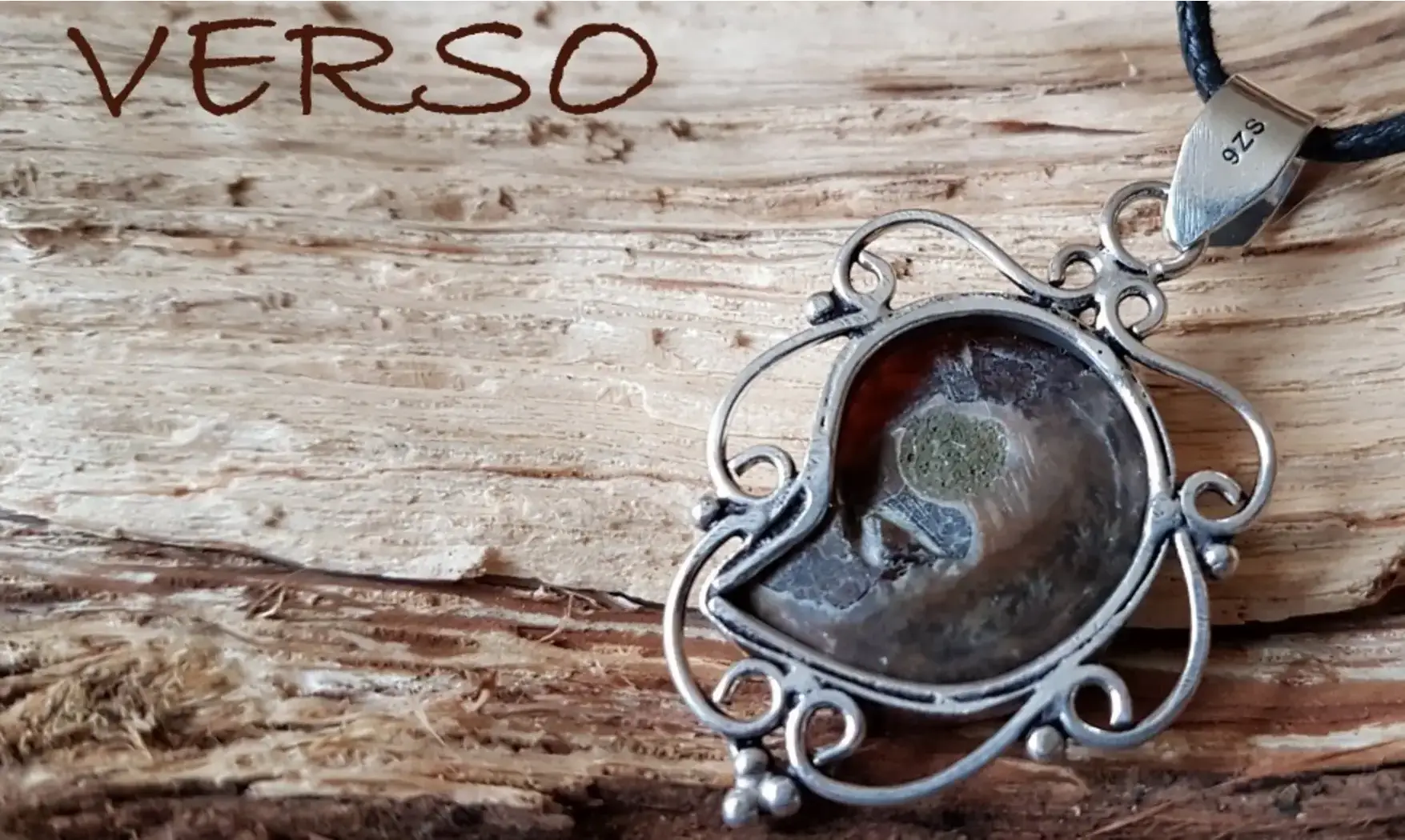 Ammonite & 925 Silver plated pendant