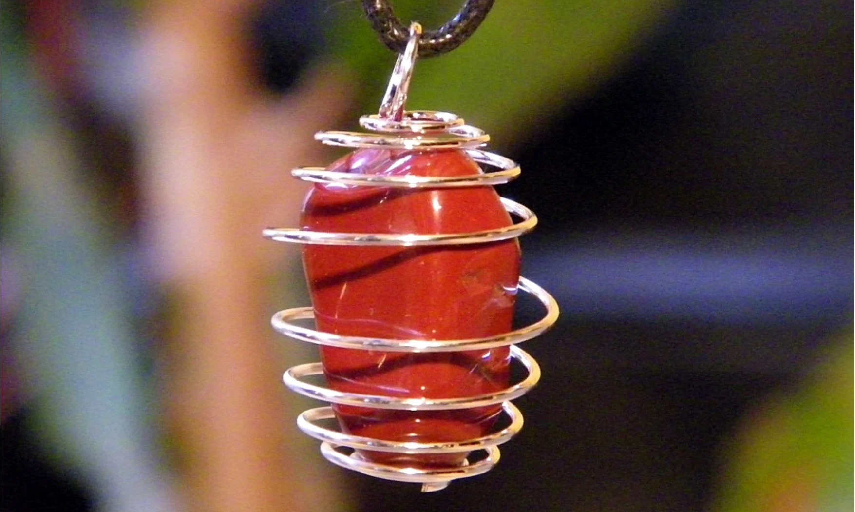 Red Jasper spiral pendant