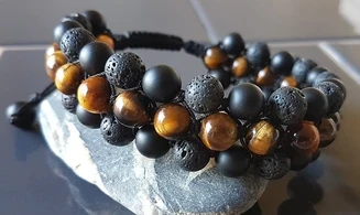 Oeil de Tigre/Onyx/Lave Bracelet tressé