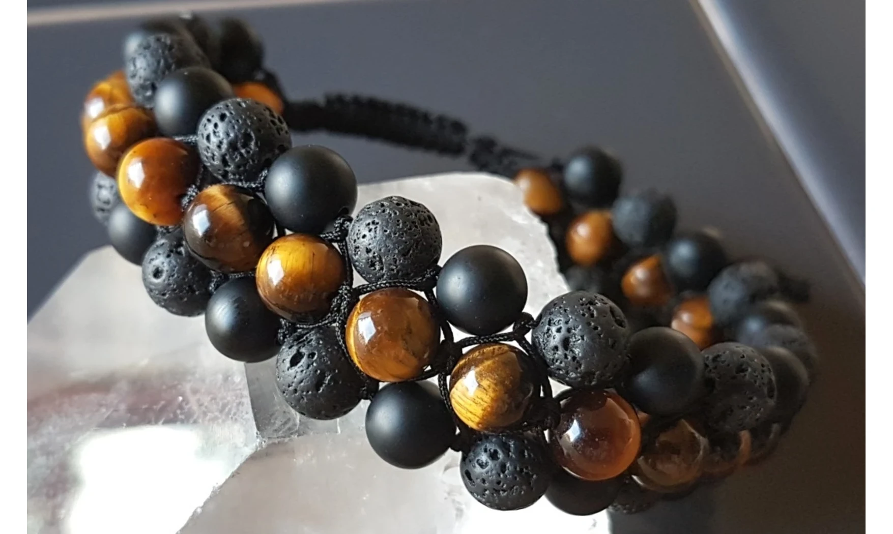 Oeil de Tigre/Onyx/Lave Bracelet tressé