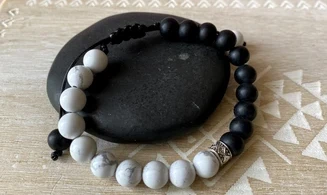 Obsidienne / Howlite Bracelet pierres