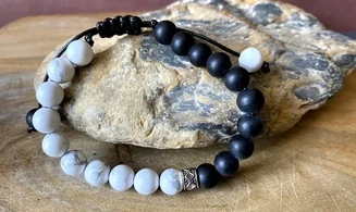 Obsidienne / Howlite Bracelet pierres