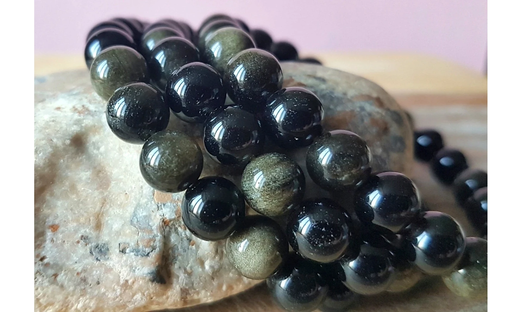 Obsidienne dorée pierres Boules bracelet