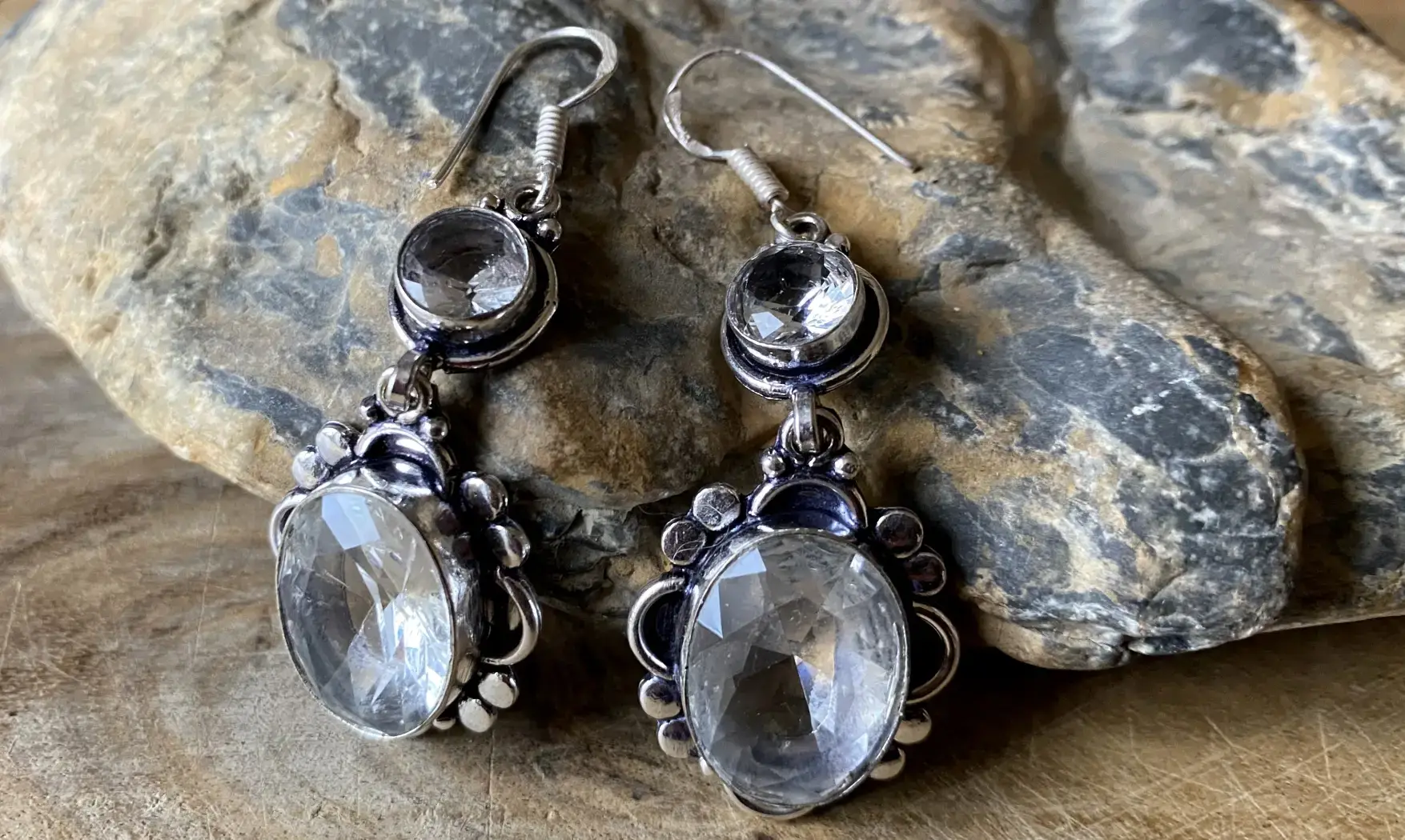 White Topaz 925 Silver plated Earring
