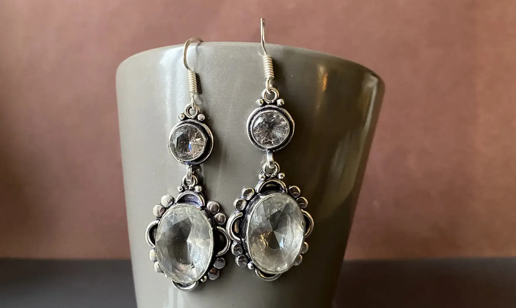 White Topaz 925 Silver plated Earring