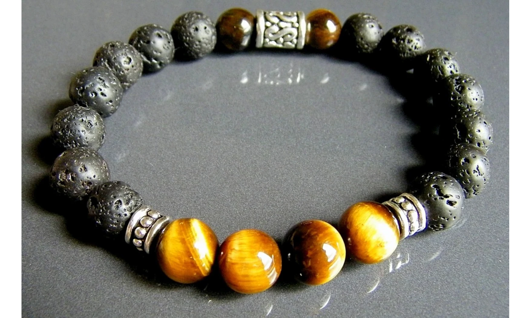 Oeil Tigre/ Pierre lave Bracelet pierres