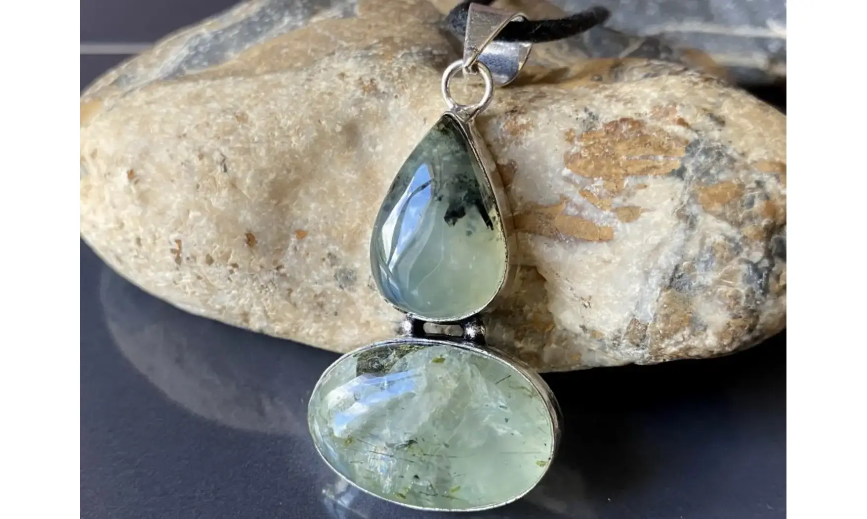 Préhnite pierre pendentif & Argent