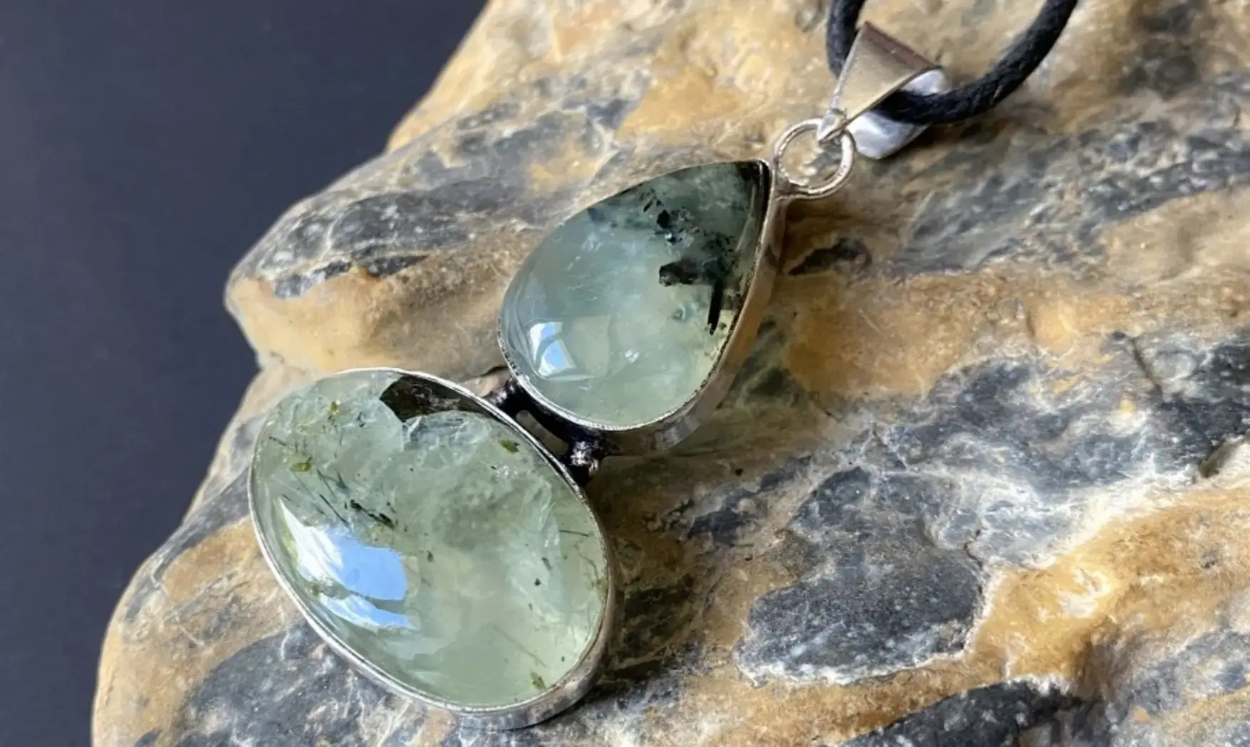 Préhnite pierre pendentif & Argent
