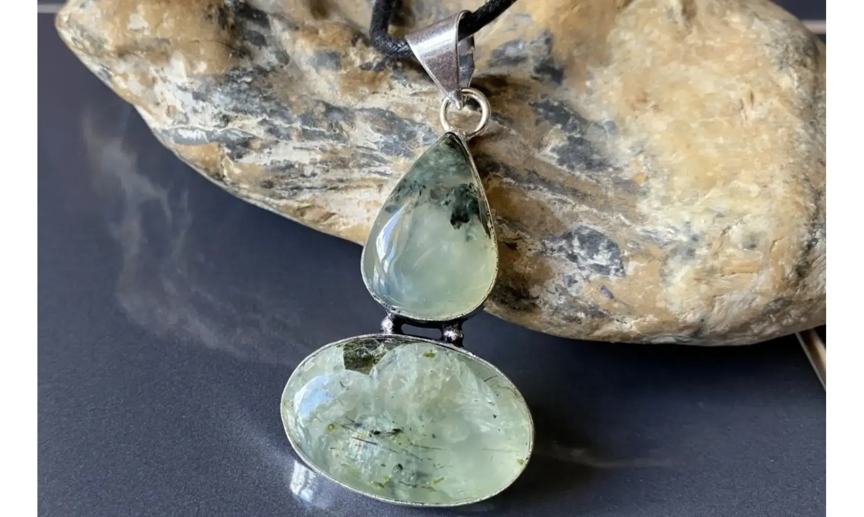 Préhnite pierre pendentif & Argent