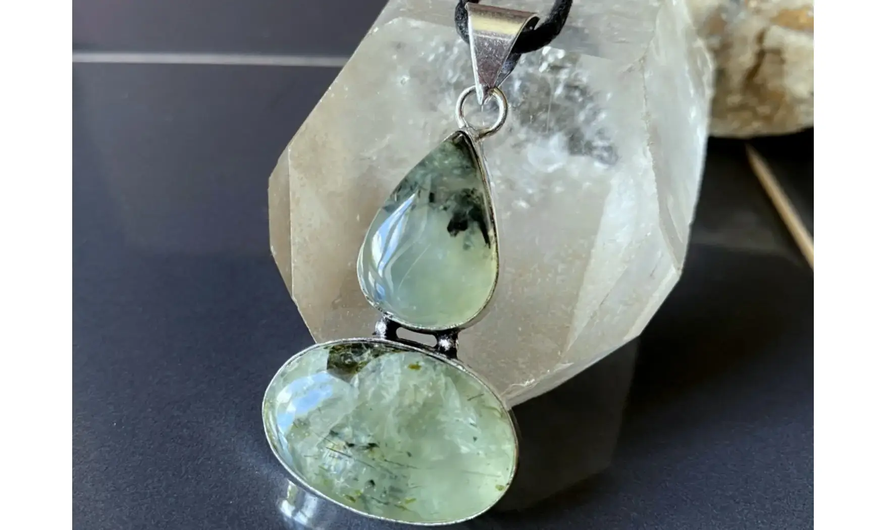 Préhnite pierre pendentif & Argent