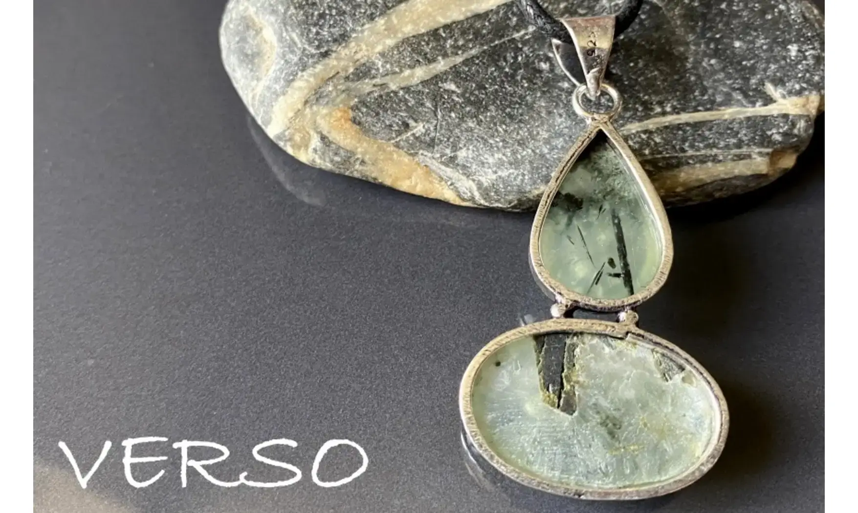 Préhnite pierre pendentif & Argent