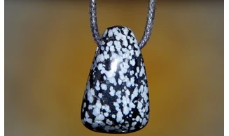 Snowflake Obsidian stone drilled pendant