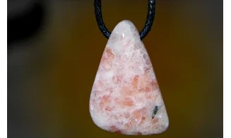 Sunstone stone drilled pendant
