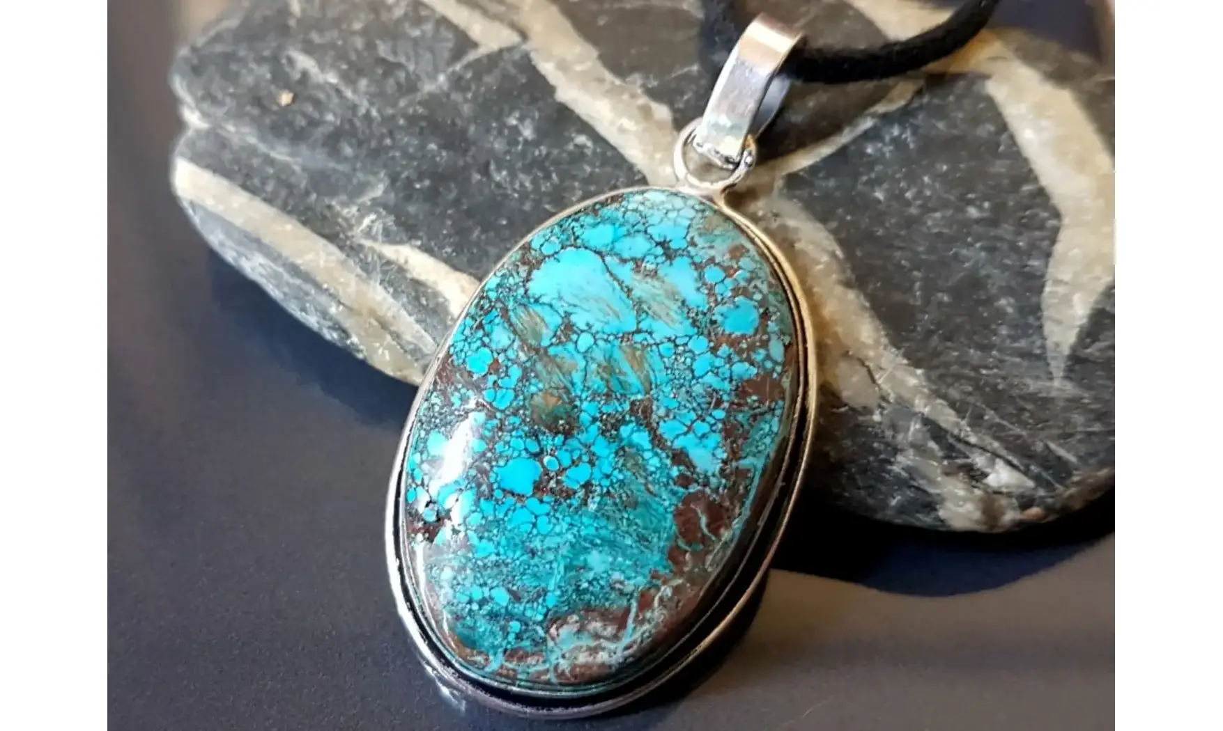 Turquoise pierre pendentif & Argent