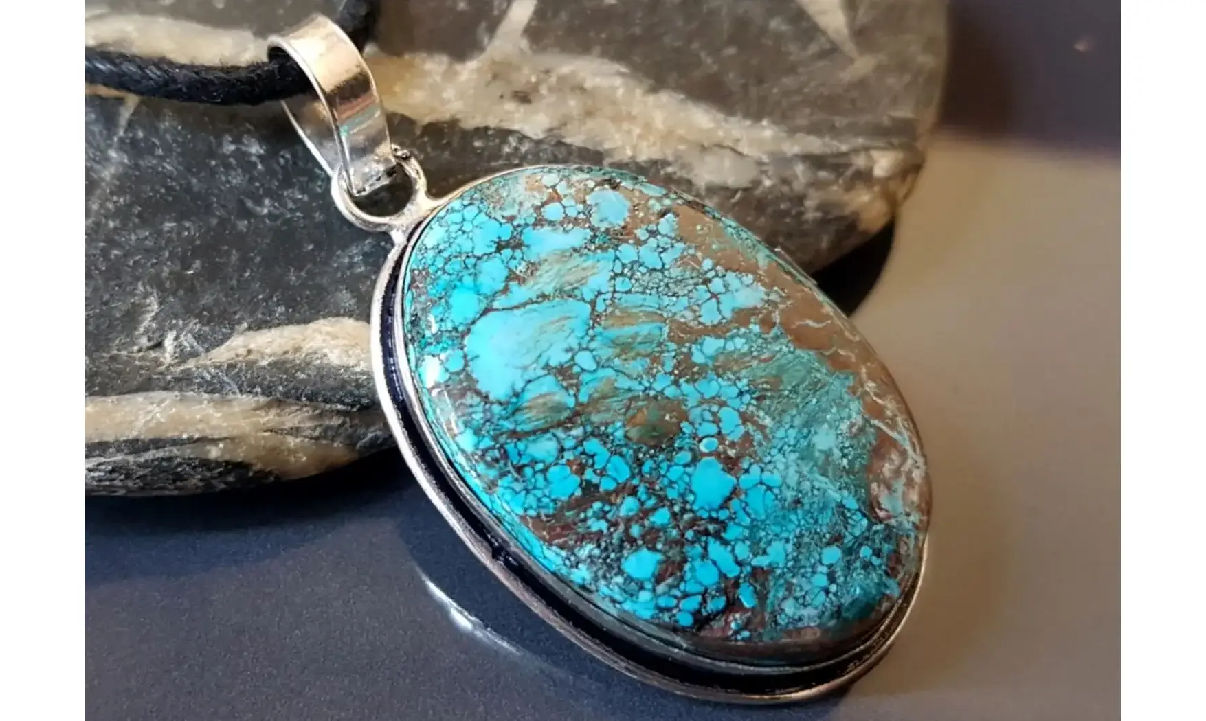 Turquoise pierre pendentif & Argent