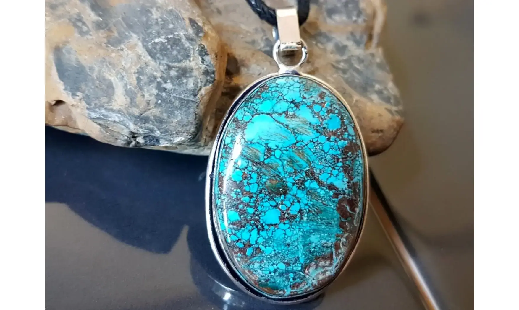 Turquoise pierre pendentif & Argent