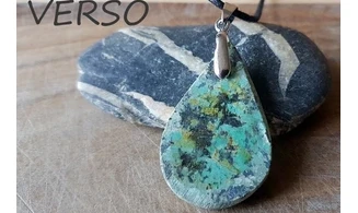 Turquoise Galet pierre pendentif