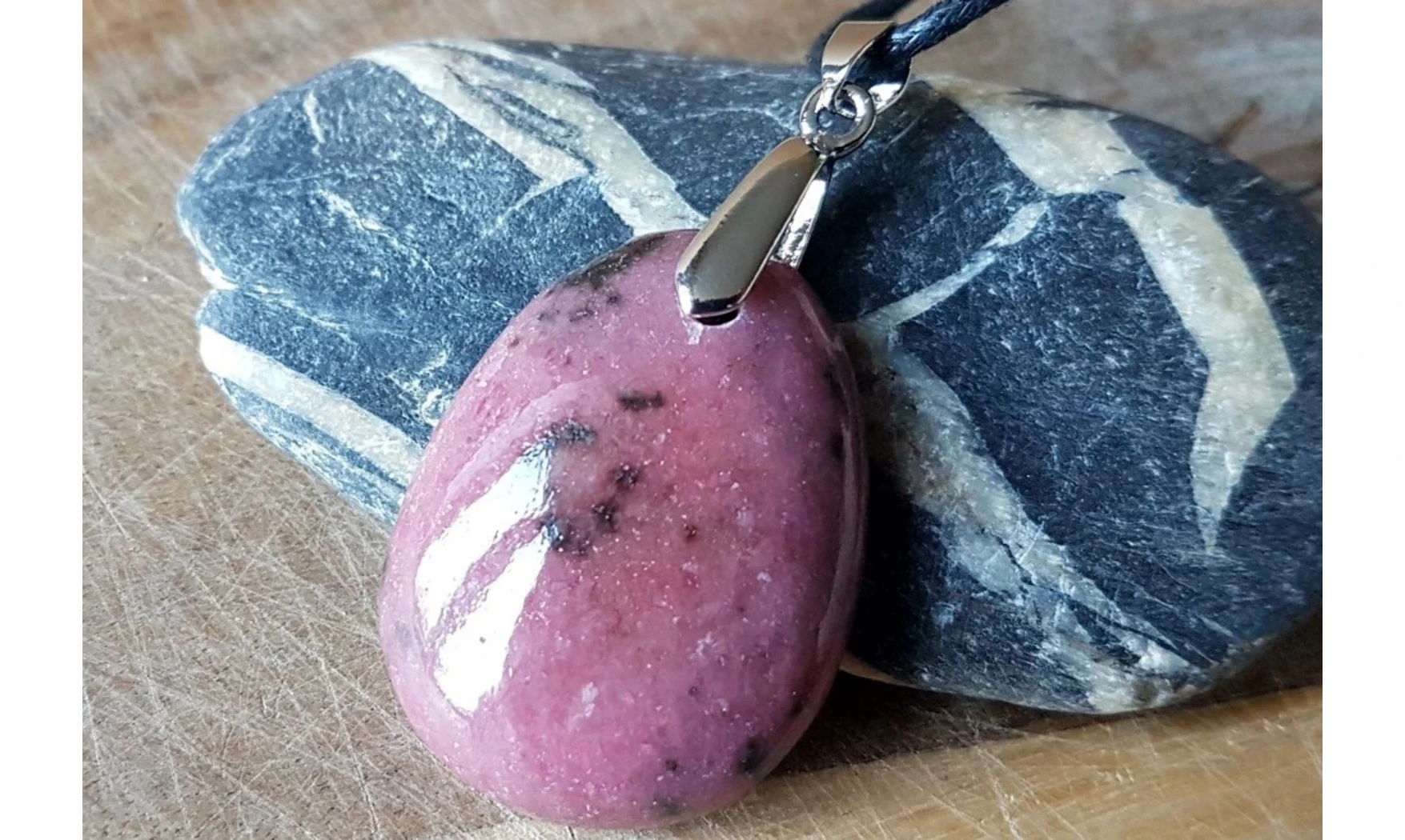 Rhodonite Galet pierre pendentif