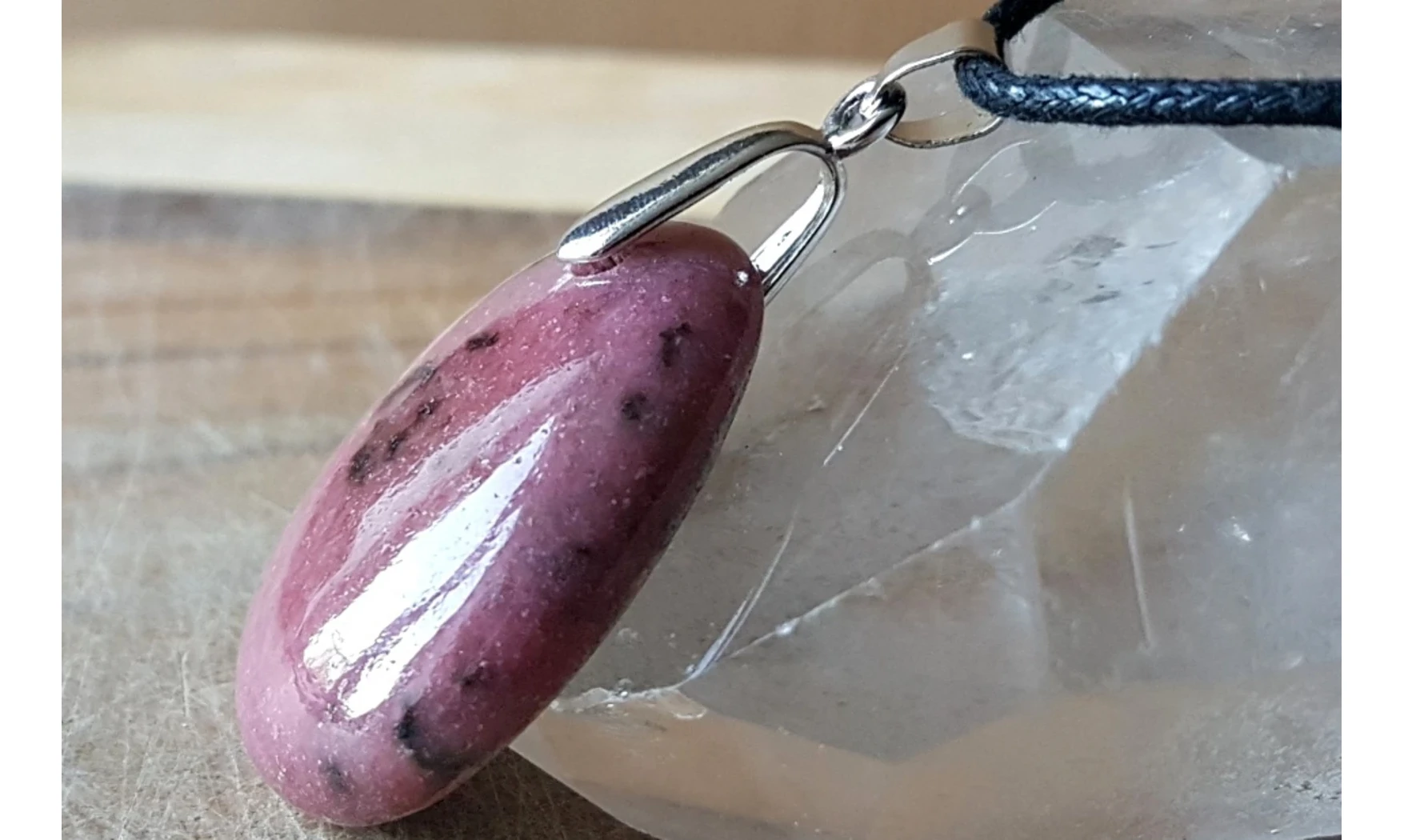 Rhodonite Galet pierre pendentif