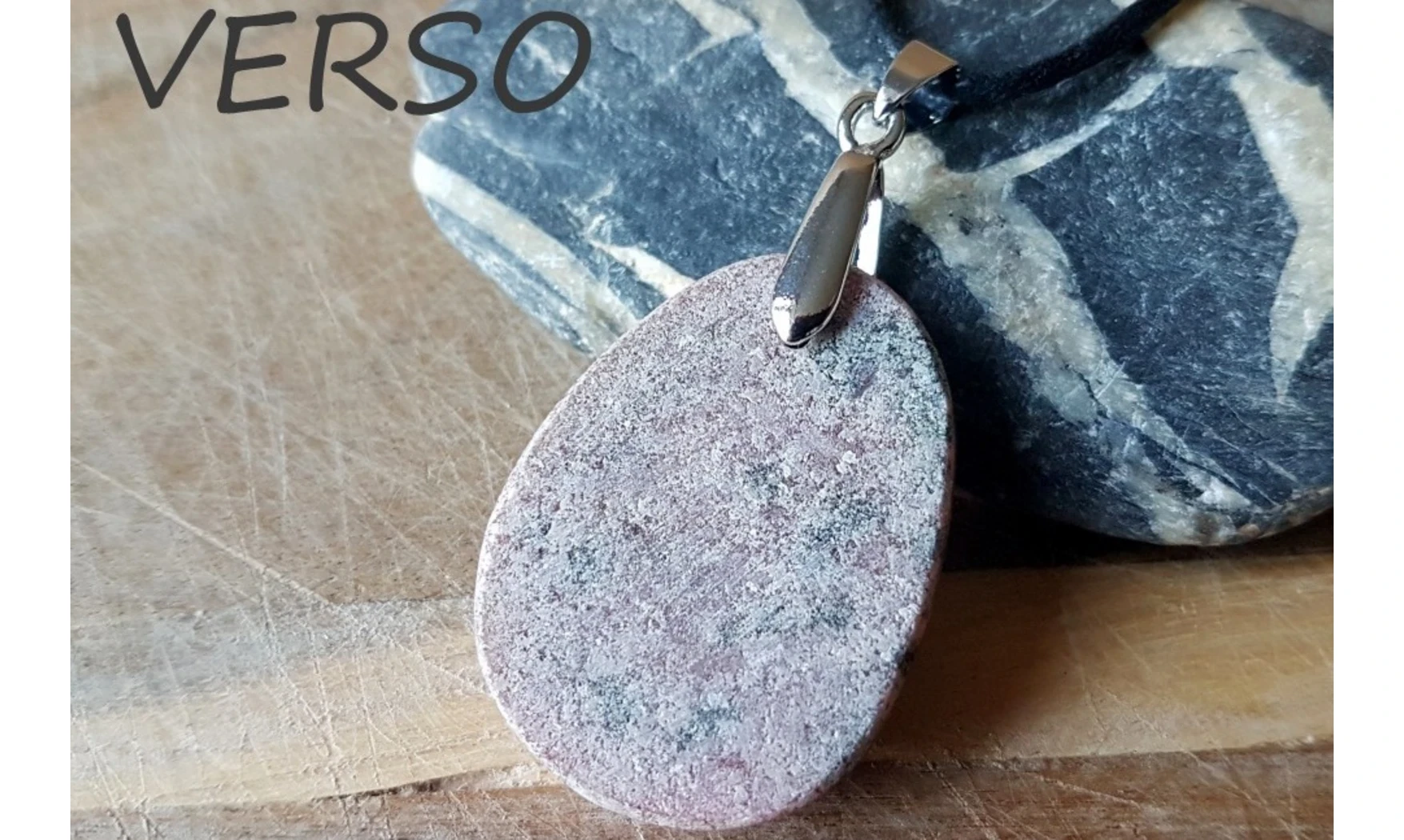 Rhodonite Galet pierre pendentif