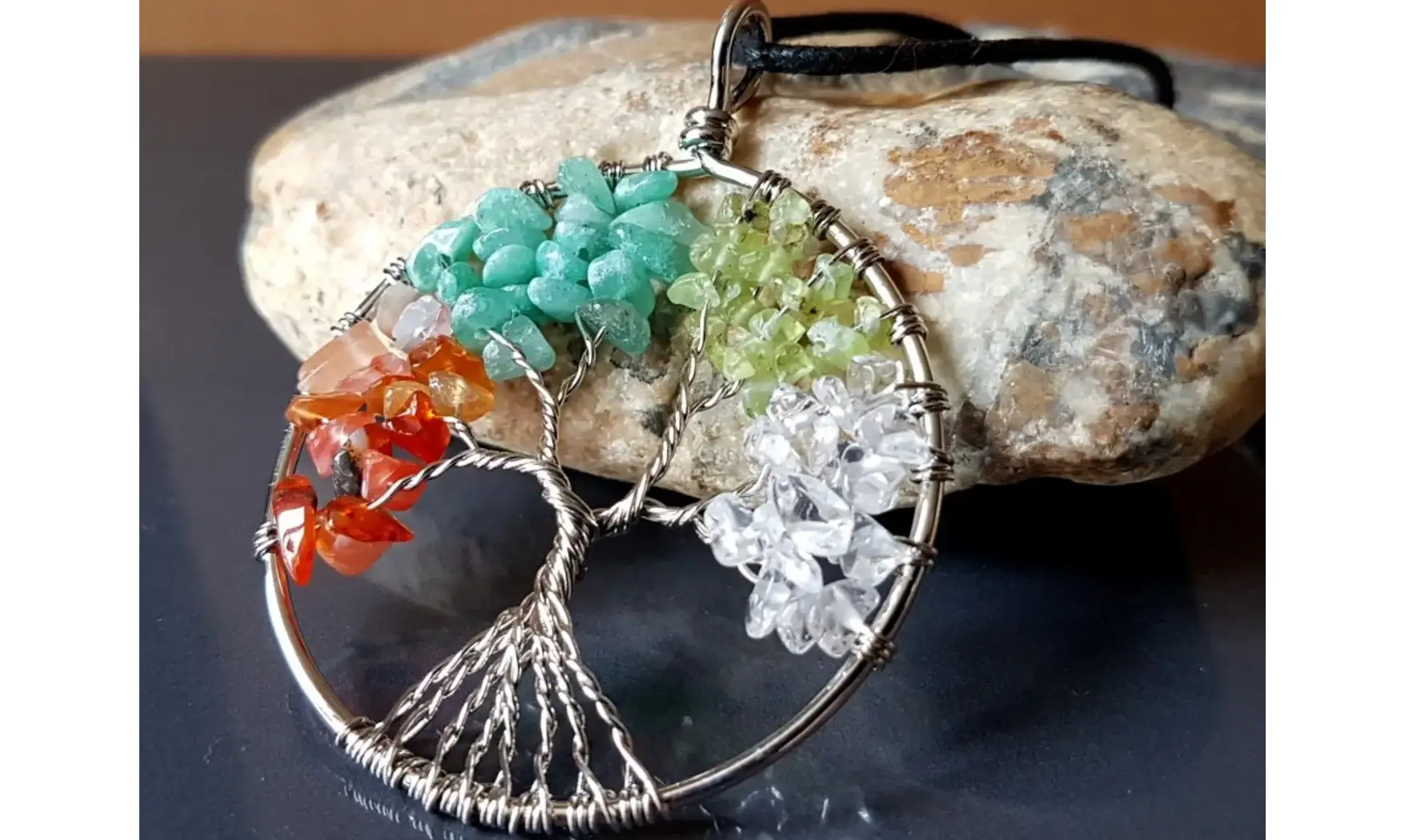 Arbre de Vie 4 Saisons pendentif pierres