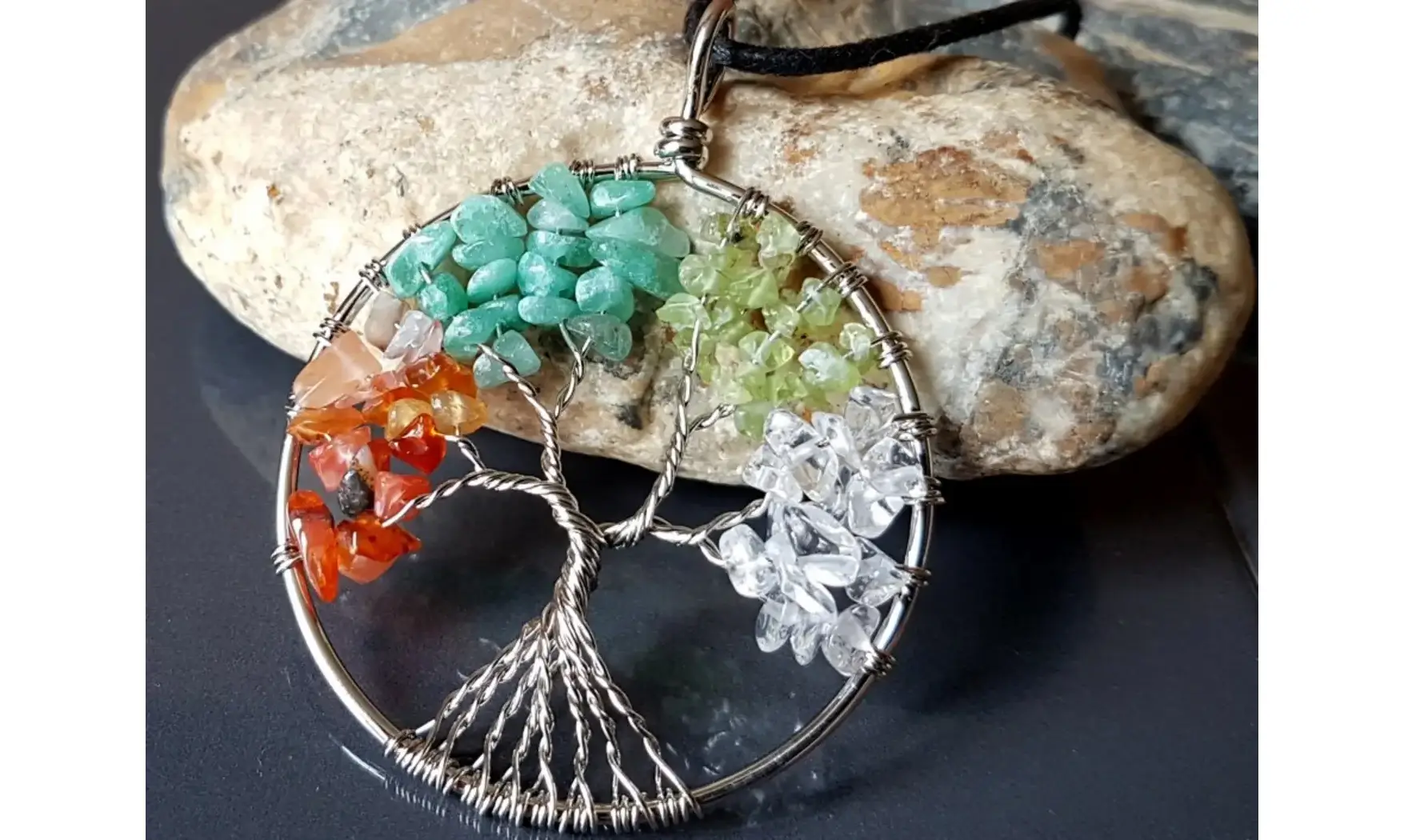 Arbre de Vie 4 Saisons pendentif pierres