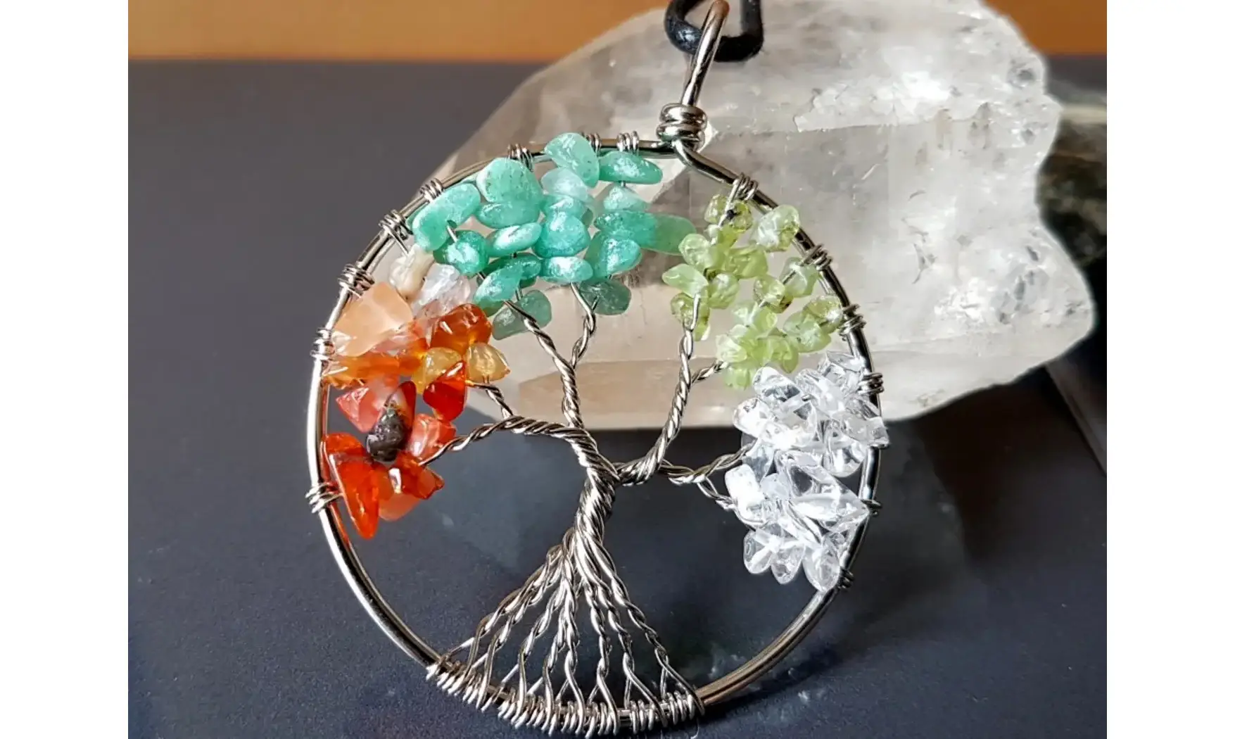 Arbre de Vie 4 Saisons pendentif pierres
