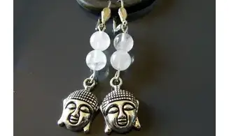 Rose quartz Earrings Buddha
