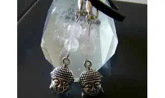 Rose quartz Earrings Buddha