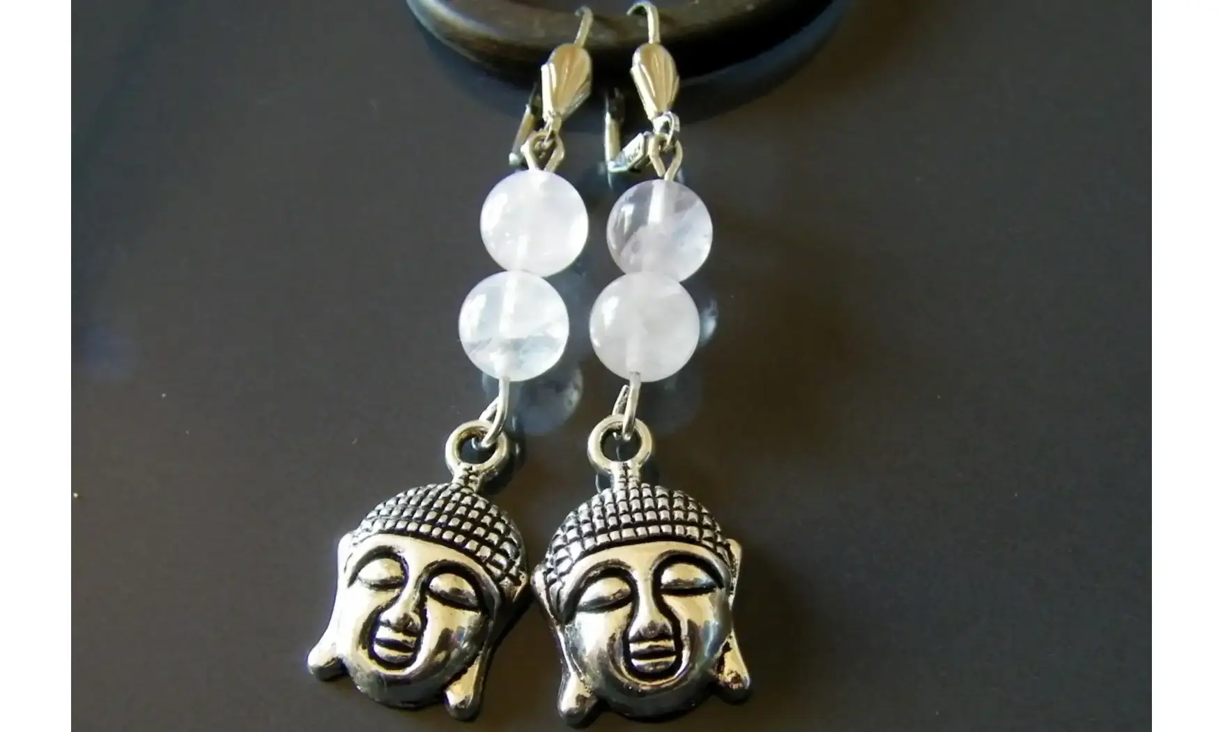 Rose quartz Earrings Buddha